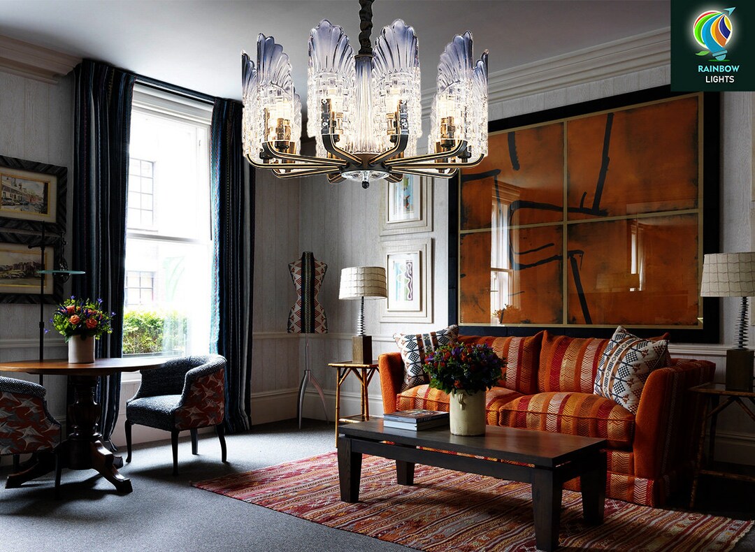 WARRENAU Elegant Crystal Glass Chandelier - 4 To 15 Lights, Height Adjustable, Modern/Rustic