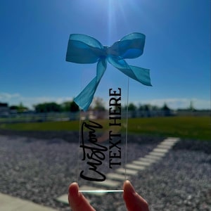 Custom Acrylic Bookmark | Personalized Gift | Choose Your Text & Bow Color