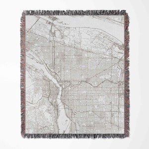 Map of Portland Oregon Woven Blanket Throw Tapestry Cotton Knitted Wall Art Living Room Couch Bed Blanket