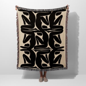 Boho Man Kind Pattern Abstract Woven Blanket Throw Tapestry Cotton Knitted Wall Art Living Room Couch Bed Blanket