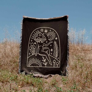Halloween Mushroom Mother Earth Mystical Witchy Woven Blanket Throw Tapestry Cotton Knitted Wall Art Living Room Couch Bed Blanket
