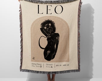 Leo Zodiac Sign Horoscope Woven Blanket Throw Tapestry Cotton Knitted Wall Art Living Room Couch Bed Blanket