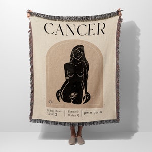 Cancer Zodiac Sign Horoscope Woven Blanket Throw Tapestry Cotton Knitted Wall Art Living Room Couch Bed Blanket