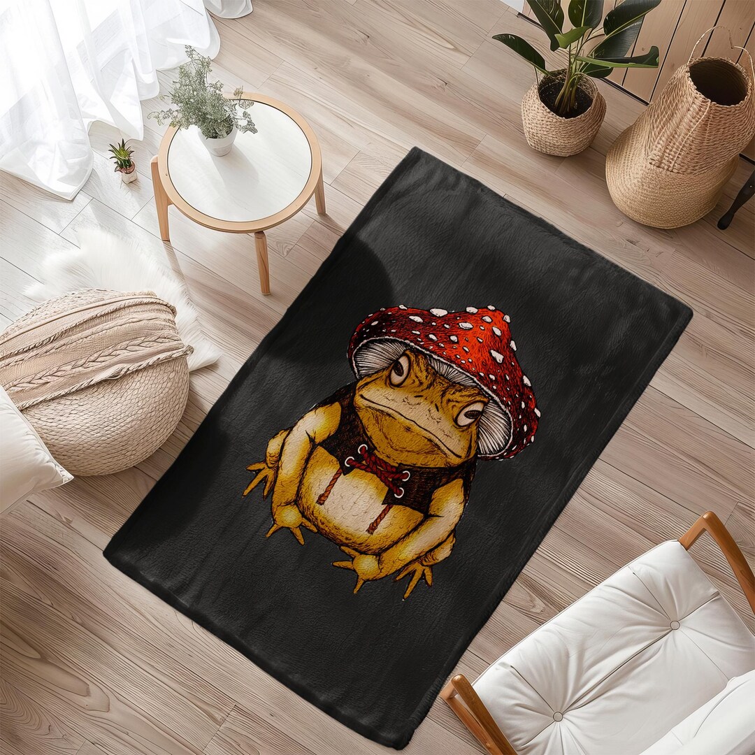 Mushroom Frog Halloween Rug: Velvet Chenille Indoor/outdoor Carpet - Etsy