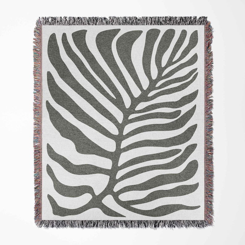 Matisse Monstera Plant Woven Blanket Throw Tapestry Cotton Knitted Wall Art Living Room Couch Bed Blanket image 2