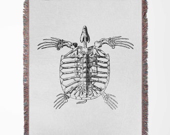 Sea Turtle Skeleton Woven Blanket Throw Tapestry Cotton Knitted Wall Art Living Room Couch Bed Blanket