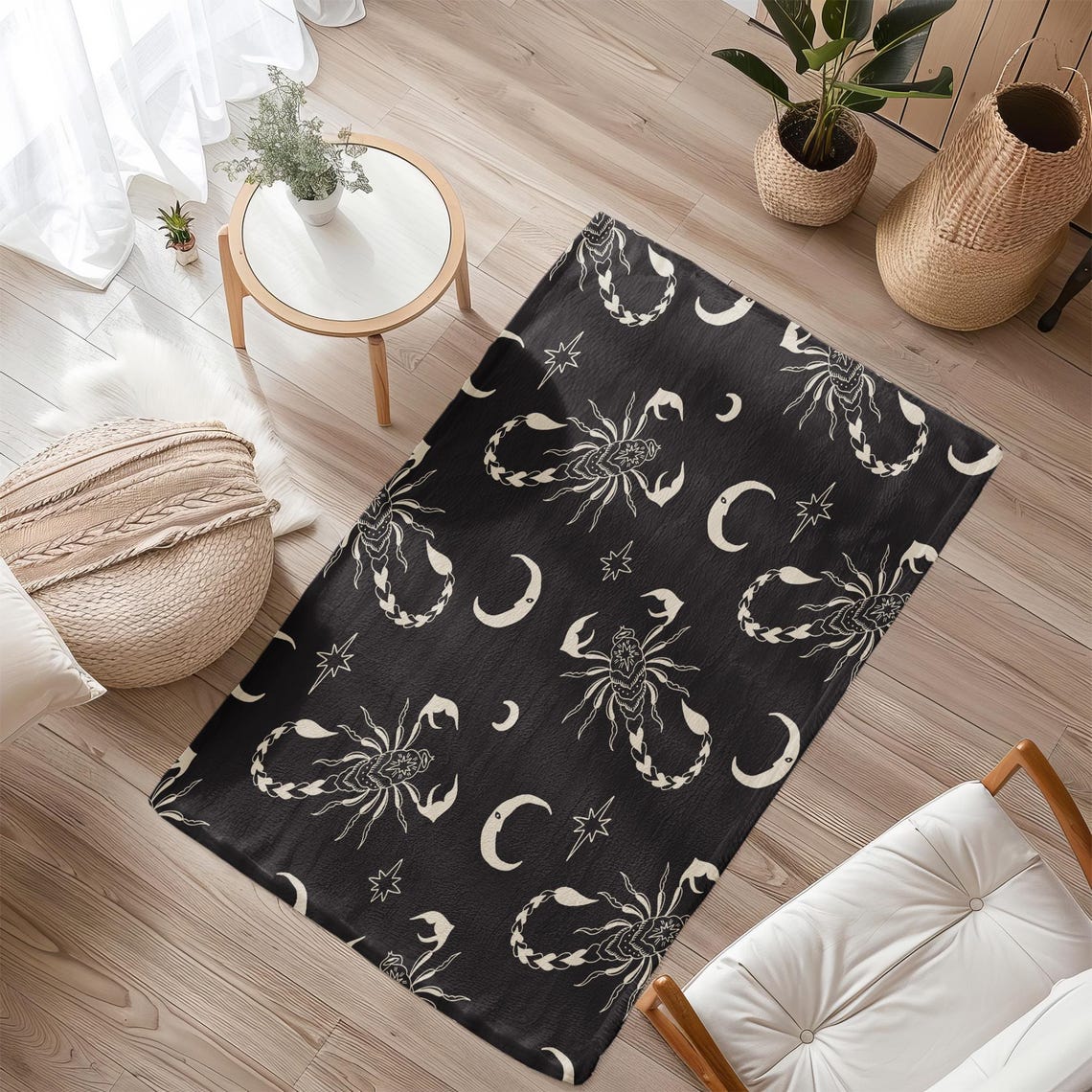 Halloween Scorpion Moon Pattern Mystical Witchy Boho Rug Beach House ...