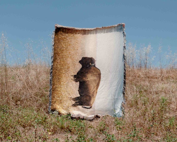 Bison Vintage Woven Blanket Throw Tapestry Cotton Knitted Wall Art Living Room Couch Bed Blanket