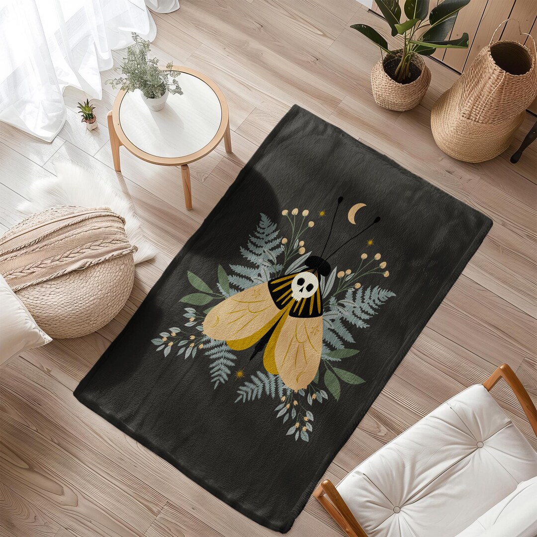 Death Moth Mystical Butterfly Rug | Beach House Carpet | Indoor Outdoor ...
