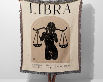 Libra Zodiac Sign Horoscope Woven Blanket Throw Tapestry Cotton Knitted Wall Art Living Room Couch Bed Blanket