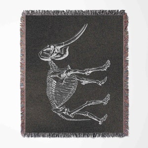Elephant Skeleton Bones Woven Blanket Throw Tapestry Cotton Knitted Wall Art Living Room Couch Bed Blanket