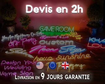 Néon Personnalisé Led sur DEVIS gratuit | Réponse 2H Livraison en 9jrs | Neon LED sign  2024 Custom Lights Wall Name Birthday Party Wedding