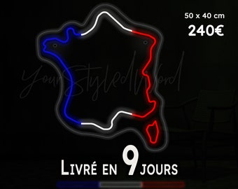 France Carte Néon Personnalisable LED | DEVIS gratuit Réponse 2H Livraison en 9jrs | Neon LED sign  2024 Custom Lights Wall