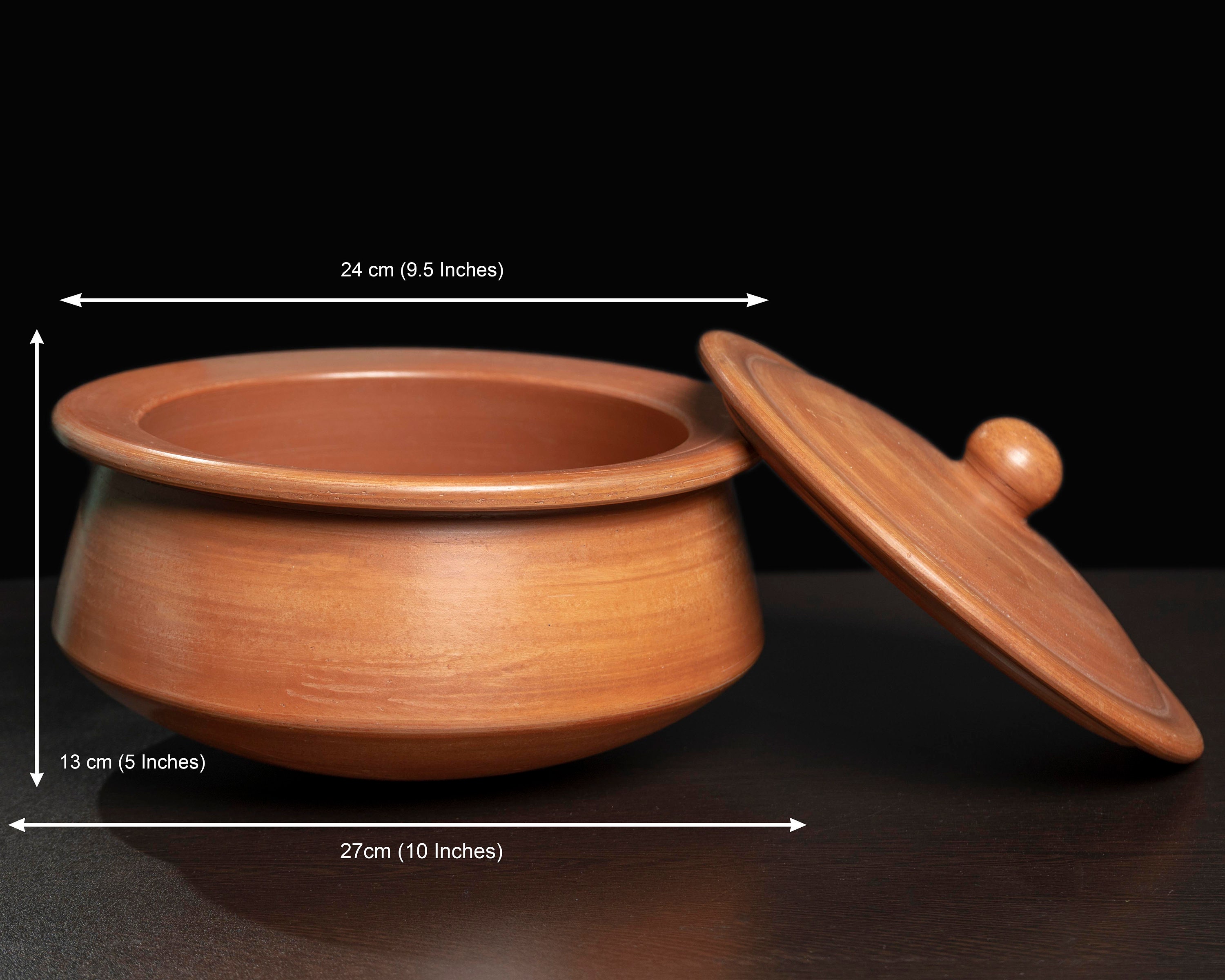 Natural Terracotta Casserole with Lids Clay Pots for Cooking, Unglazed Earthenware Rice Pots (T1-1QT)