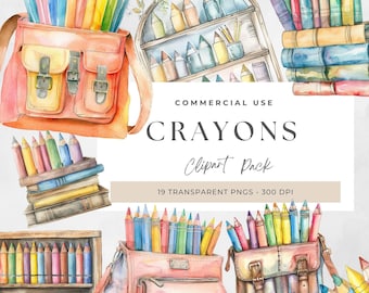 Imágenes prediseñadas de crayones: imágenes PNG de arte escolar (uso comercial)