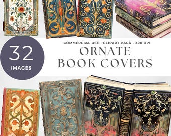 Antique Book Cover Png, Vintage Journal PNG, Printable Covers for Scrapbooking, Watercolor Art Deco Design, Retro, Junk Journal, Printable