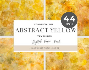 Yellow Watercolor Background Clipart, Abstract Textures (JPG Digital Paper Pack)