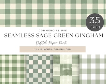 Vintage Sage Green Gingham, Printable Junk Journal Papers, Signature Sheets, Antique Green Pattern, Scrapbook Background, Instant Download