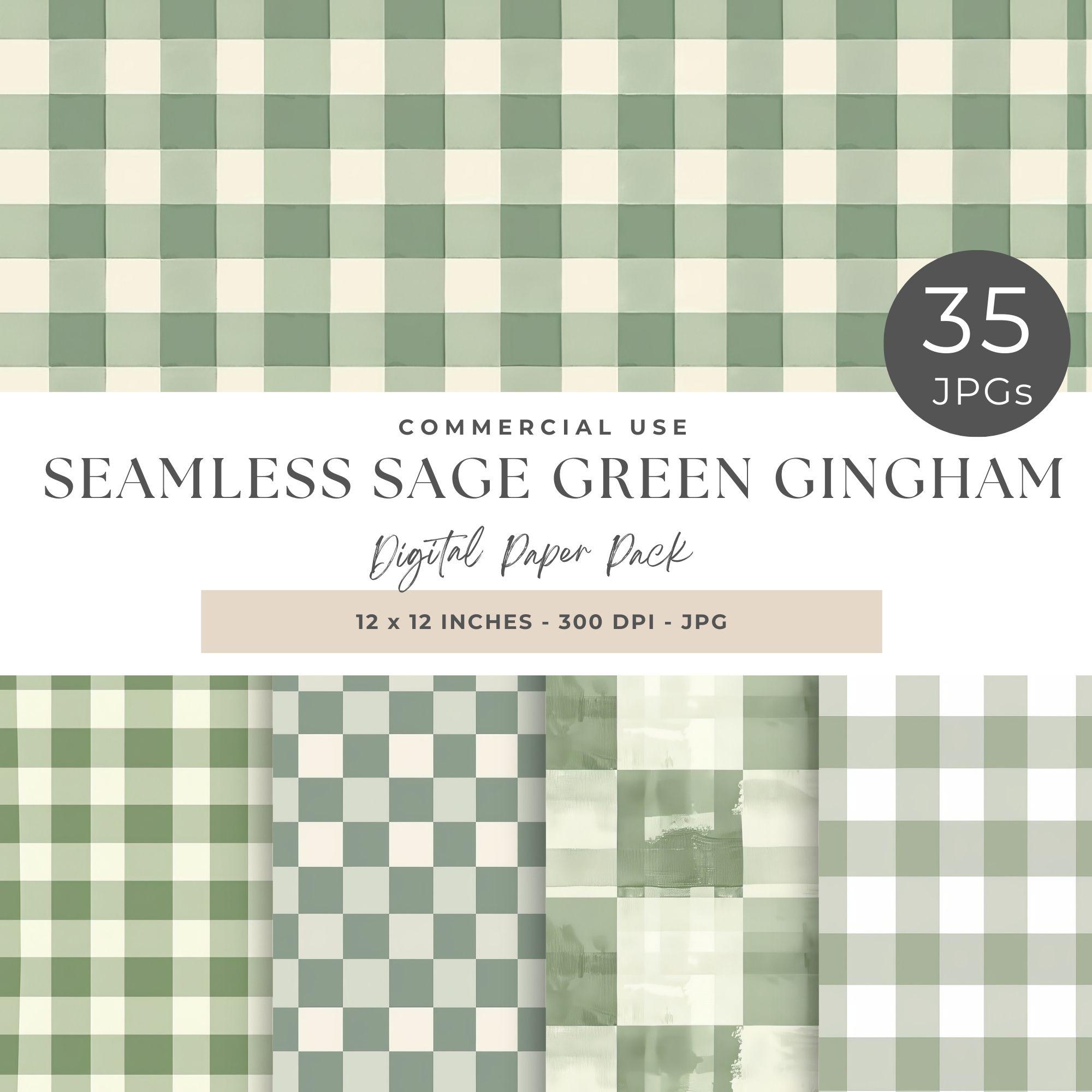Vintage Sage Green Gingham, Printable Junk Journal Papers, Signature Sheets, Antique Green Pattern, Scrapbook Background, Instant Download