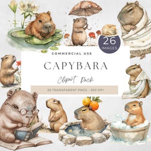 Cliparts Capibara PNG, Birthday Capybara Clipart, Cute Sticker, Cute Kawaii Animal PNG, Digital Download, Kids Party, Celebration Graphics