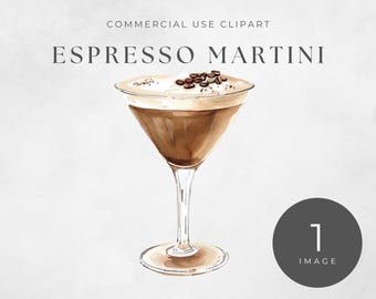 Tini Time Espresso Martini Png, Espresso Martini Clip Art, Watercolor PNG Digital Download, Cocktail Illustration, Commercial Use Graphics