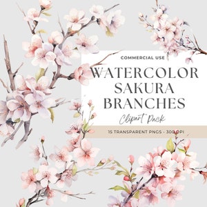 Sakura Zweig Clipart, Floral Clipart, Kirschblüte Clipart, digitale rosa Blumen, Botanica Png, Frühling Blumen rosa frische Blumensträuße