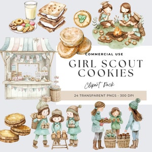 Scout Cookies Clipart, Scout Girl Clipart, Girl Scout Planner Stickers, Cookie Clipart, Forscher Mädchen Clipart-Set, Instant Download, PNG