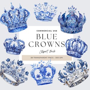Jewel Crown Clipart, Clipart Digital Instant Download, Royal Clipart, Watercolor Crown Png, Fantasy Cliparts, Crown Clip Art, King and Queen