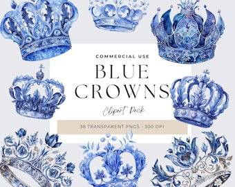 Jewel Crown Clipart, Clipart Digital Instant Download, Royal Clipart, Watercolor Crown Png, Fantasy Cliparts, Crown Clip Art, King and Queen