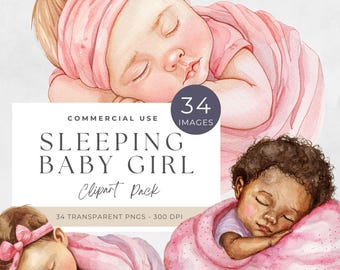 Swaddle Baby Clipart, Adorable Newborn Illustrations, Baby Shower PNG Graphics, Cute Digital Art Collection, Pink, Cute Girl, Pink