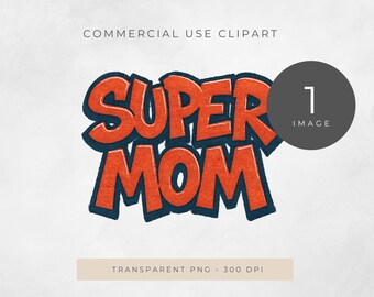 Supermamma Clipart: Graffiti Akvarell PNG (Digital Nedladdning)