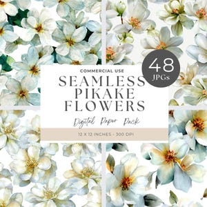 Seamless Pattern Pikake Flowers, Tropical Floral Digital Download, PNG for Crafts, Hawaiian Inspired Art, Floral Projects and Crafts