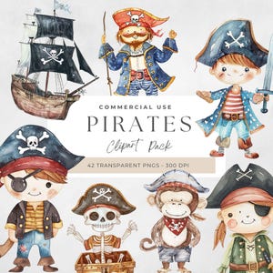 Bandeira pirata Png, Pacote de clipart pirata, Caveira e ossos cruzados, Baú de tesouro, Clipart náutico, Clipart de pirata alegre em aquarela, Vida de pirata