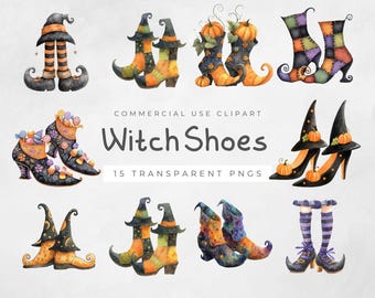 Clipart de zapatos de bruja, arte PNG de Halloween, manualidades extravagantes, sublimación, pegatinas y diseños imprimibles