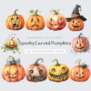 Jack O Lantern Face PNG, Carved Halloween Pumpkin Clipart, Digital Download, Cute & Scary Pumpkin Faces for Crafts