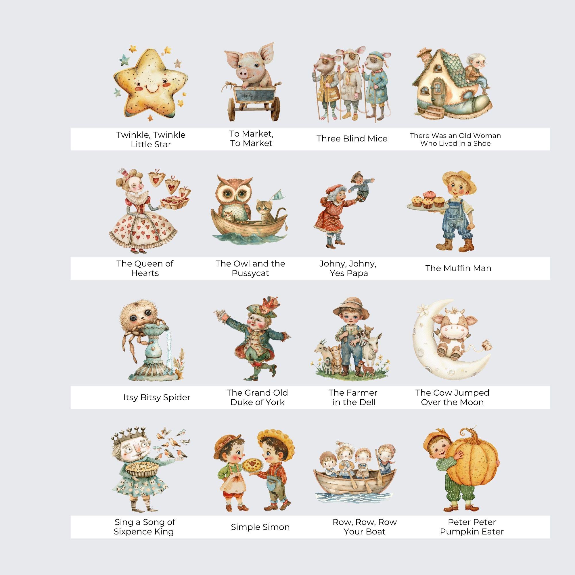 Watercolor Nursery Rhyme Clipart, Digital Download, Nursery Decor ...