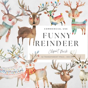 Clipart di renne stravaganti, PNG di renne divertenti, Design di sublimazione, Sublimazione di renne divertenti di Natale, Natale, Corna di renna png