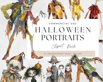 Peculiar People Clipart, People Set Clipart, Surreal Portraits, Quirky People Png, Halloween Characters, Whimsical Clipart, Creepy Spooky