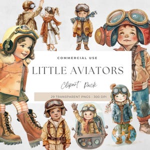 Little Aviator Clipart, Digital Download PNG, Airplane Designs, Nursery Art, Baby Room Decor, Sublimation Graphics, Cute Kids Clipart