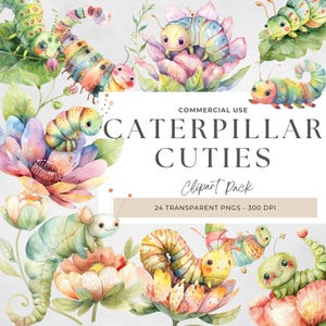 Imágenes prediseñadas de oruga de acuarela, gusano lindo, arte de dibujos animados, imágenes prediseñadas de oruga pequeña, insecto de primavera, gráficos de estilo de ilustración para niños