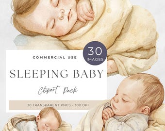 Sleeping Baby Clipart: Newborn PNG Graphics for Baby Shower (Digital Download)