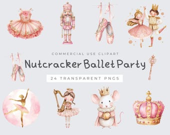 Nutcracker Ballet Clipart: Whimsical Christmas Ballerina PNGs, Sugar Plum Fairy, Mouse King, Digital Download