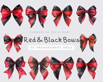 Red and Black Coquette Bow PNG, Digital Download, Sublimation Design, Cute Bow Art for Crafts and Projects
