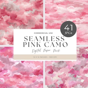 Pink Camo Seamless Pattern, Digital Download, JPEG, JPG, Girly Camo Design, Perfect for Girls and Moms, Crafting and Outdoor Activities