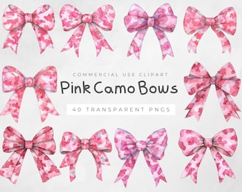 Pink Camo Bow PNG, Girly Hunting Design, Camo Sublimation, Digital Download, Cute Bow Clipart for Crafts