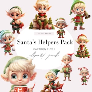Christmas Elf Watercolor | Elves Clip Art  | Christmas Tree | Holiday Clipart | Christmas Decor | Commercial Use
