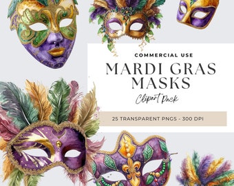 Karneval Maske Clipart: Karneval in New Orleans PNG (Digital Download)