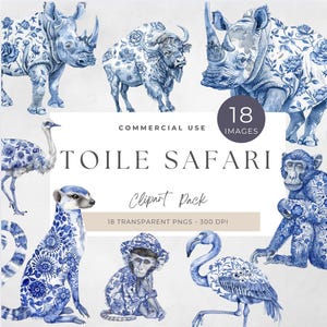 Toile safari clipart, digitale download jungle dieren, chinoiserie babyshower png, commercieel gebruik illustraties voor kinderen, babyshower, kinderkamer