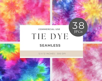 Tie Dye Seamless Patterns, Digital Backgrounds for Fabric Sublimation, Repeating Designs, Instant Download, Watercolor