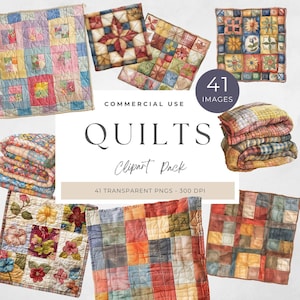 Quilt Quadrate Clipart, digitaler Download, Vintage Handwerk Bilder, Patchwork Kunst, Scrapbook Zubehör, Nähen, digitale Dateien Design, PNG